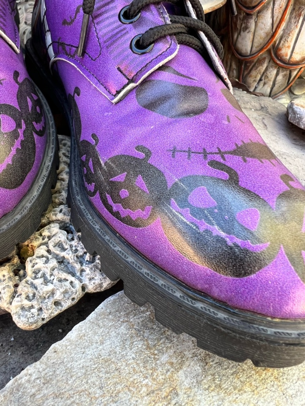Nightmare Before Christmas Gothic Skull Combat Boots - Picture 5 of 7